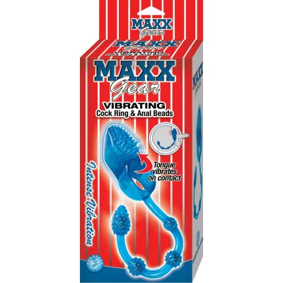 Maxx Gear Vibrating Cockring Anal Beads Blue
