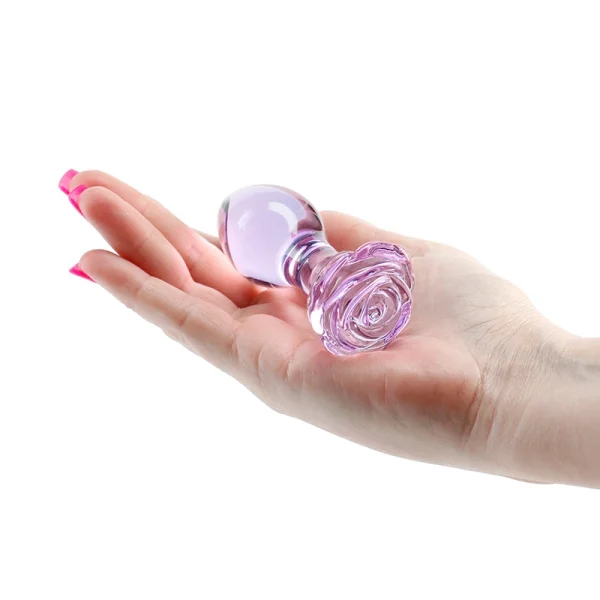 Crystal Glass Rose Anal Plug by NS