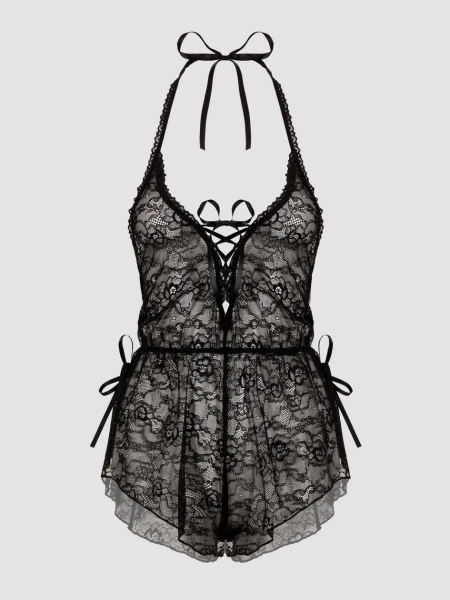Lovehoney Plus Size Flirty Lace Black Teddy