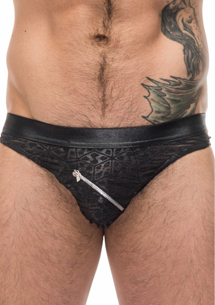 Zip Bikini - Black - Small - Men Wearing Lingerie