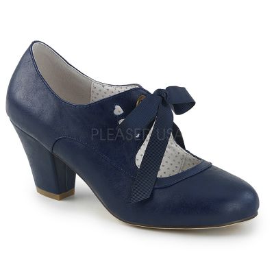 2 1 2 inches Cuben Heel Mary Jane Pump W Ribbon Tie