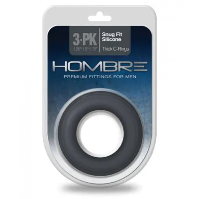Hombre Snug Fit Silicone Thick C Rings Charcoal Pack Of 3
