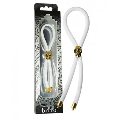 Bolo C Ring Lasso Gold Skull Bead Silicone White