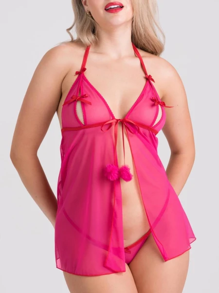 Lovehoney Peek-a-Bow Pink Babydoll Set