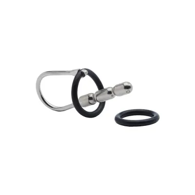 Kink Range Stainless Steel With Silicone Ring Bead Penis Plug Silver black