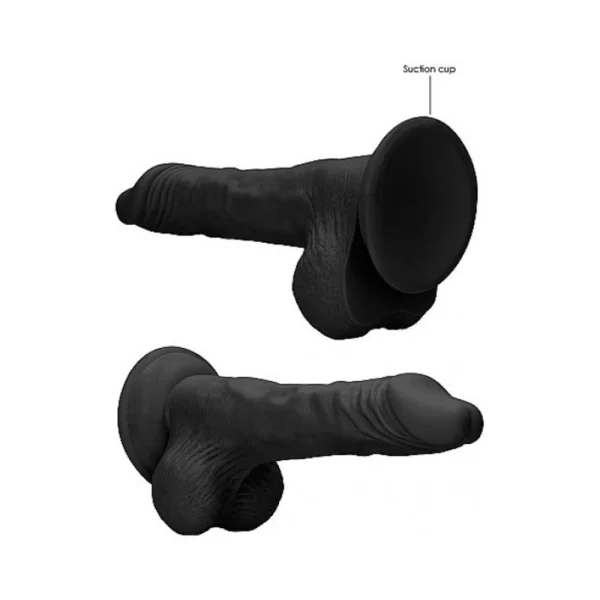 Realrock - 8 / 20 Cm Realistic Dildo With Balls - Black — image 4 of 11
