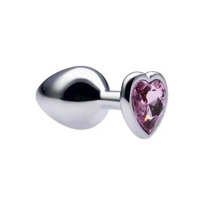 Kink Range Alloy Love Heart Gemmed Butt Plug 3 2 Inch Medium