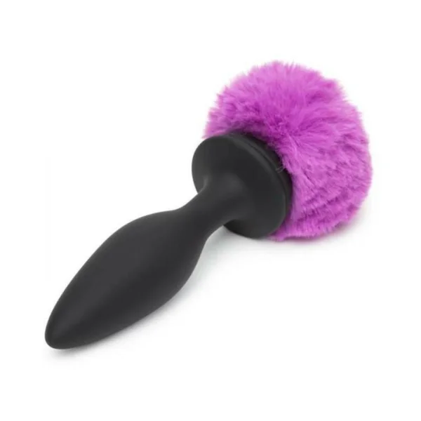 Happy Rabbit Rechargeable Vibrating Butt Plug With Interchangeable Gem And Purple Puff Medium