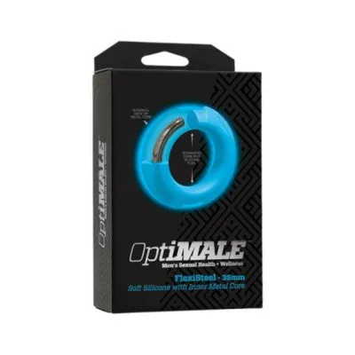 Optimale Flexisteel Silicone Metal Core Cock Ring 35 Mm Blue
