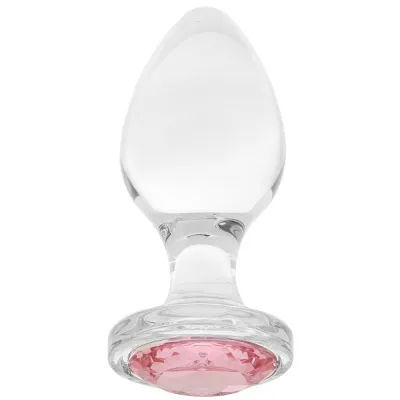 Adam Eve Pink Gem Glass Plug in Large