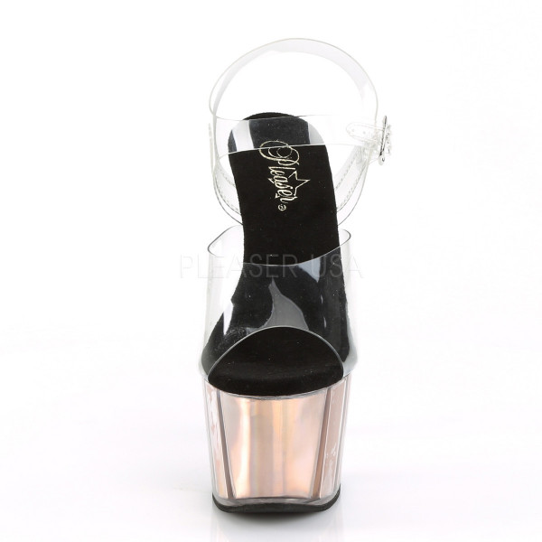7 inches Heel, 2 3/4 inches PF Ankle Strap Sandal w/ Hologram Inserts — image 6 of 12