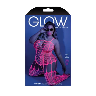 Hypnotic Crisscross Stripe Bodystocking Queen Neon Pink