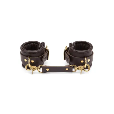 Coco De Mer Leather Wrist Cuffs Brown L xl