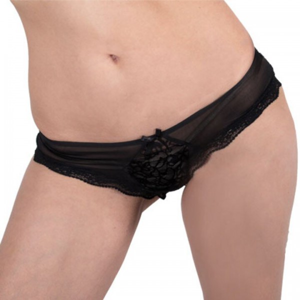 Bondara Flirt Black Sheer Open Back Knicker