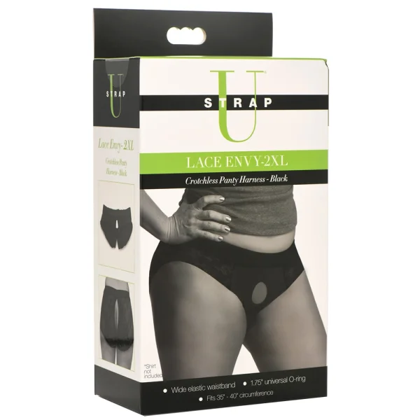 Lace Envy Black Crotchless Panty Harness