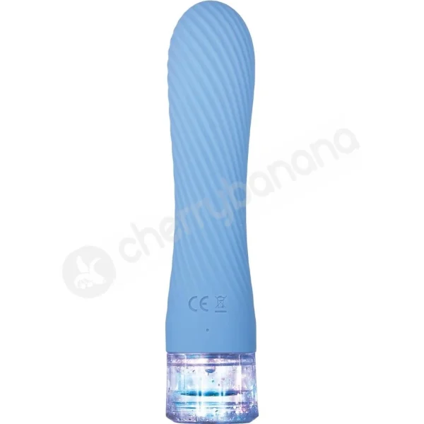 Evolved Glitteriffic Blue Rabbit Vibrator With Swirling Groove Shaft & Glitter Base