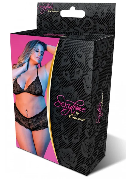 Sexy Time Triangle Bra and Cheeky Short Set - Queen Size