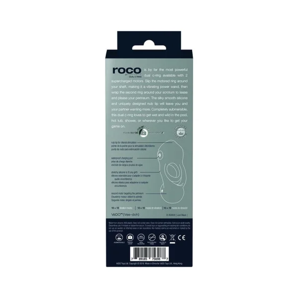Vedo Roco Rechargeable Dual Motor Vibrating Ring - Just Black