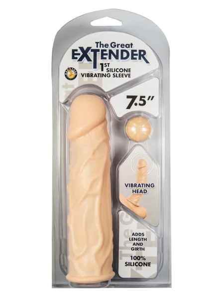 The Great Extender 1st Vibrating Penis Sleeve 7.5" - White — image 4 of 5