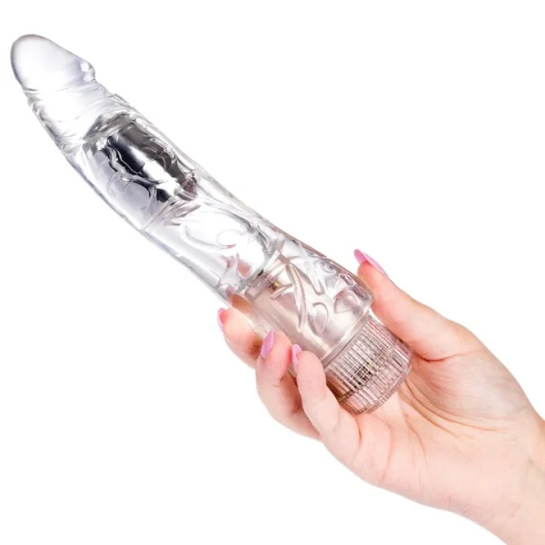 Bondara Crystal Clear Vibrating Dildo – 9 Inch