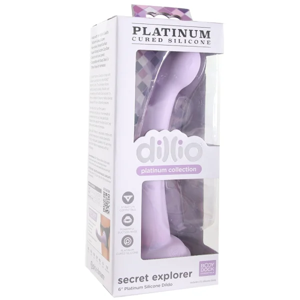 Dillio Platinum Secret Explorer Silicone 6" Suction Cup Dildo - Lavender