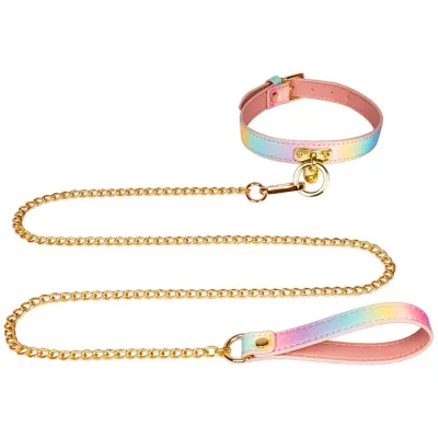 Bondara Luxe Sugar Rush Rainbow Glitter Collar Leash