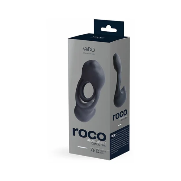 Vedo Roco Rechargeable Dual Motor Vibrating Ring - Just Black