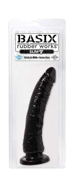 Basix Rubber Works - Slim 7 Inch With Suction Cup - Black