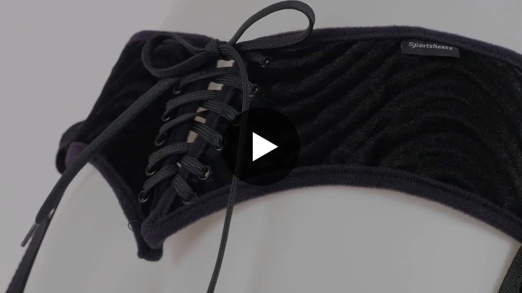 Vibrating Black Corsette Strap-On Harness by Sportsheets