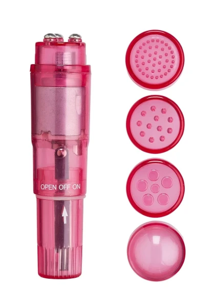 Cloud 9 - Mini Massager Pocket Rocket Pink with 4 Attachments