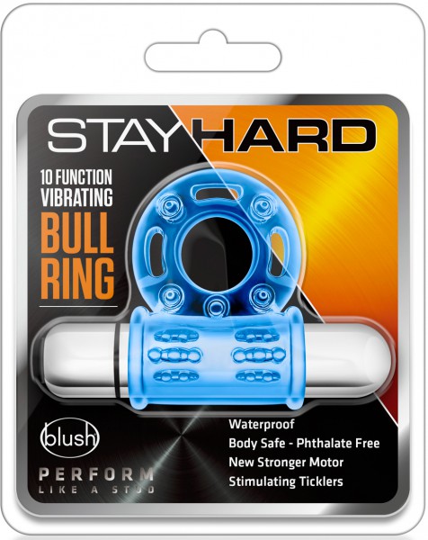 Stay Hard 10 Function Vibrating Bull Ring Blue