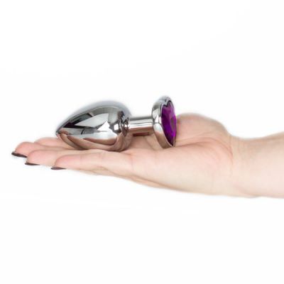 Bejewelled Purple Heart Jewelled Butt Plug 3 3 5 or 4 Inch