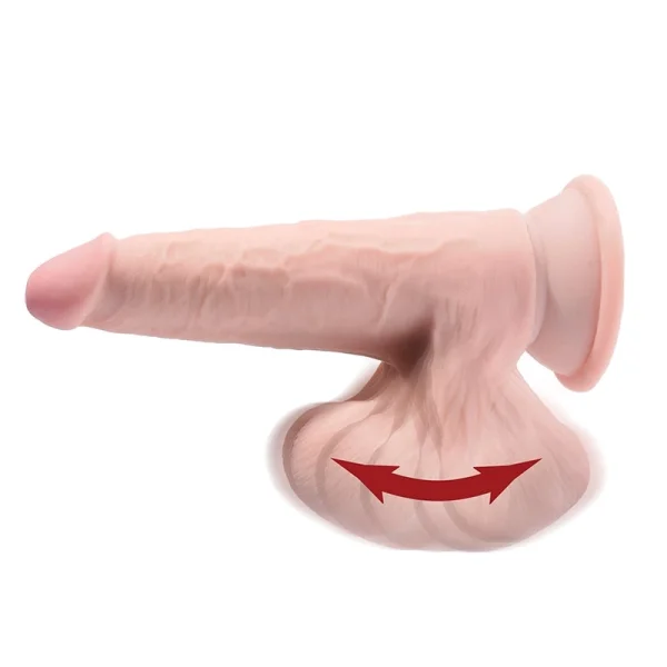 King Cock Plus 7" Triple Density Cock With Swinging Balls & Suction Cup Base - Vanilla