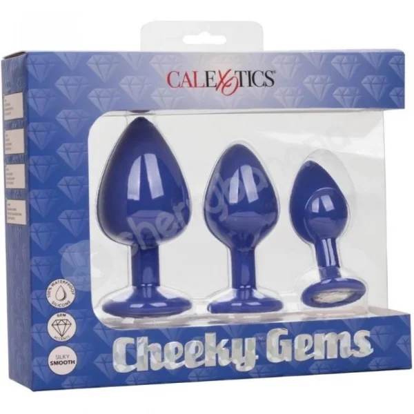 Calexotics Cheeky Gems Purple Silicone Butt Plug With Gem Base Training Kit