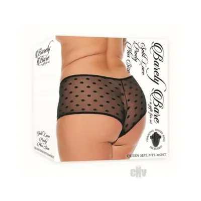 Women s Lingerie Barely Bare Split Lace Panty With Vibrating Finger Ring Black Queen Size