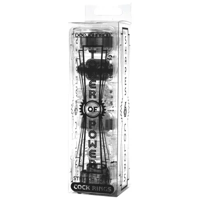 Tower of Power Cock Rings Black Pack of 6