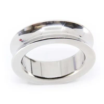 Love In Leather 45mm Stainless Steel Concave Cock Ring