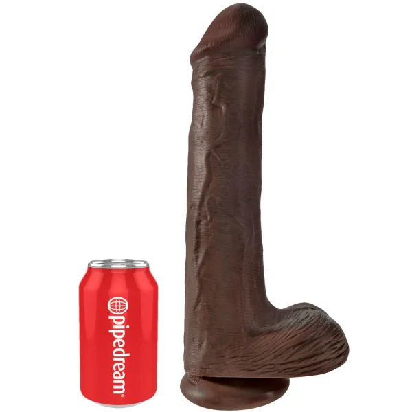 King Cock 13" Suction Cup Dildo With Balls - Chocolate