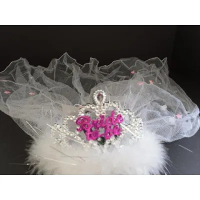 Bride 2B Tiara Flashing White Fur Veil