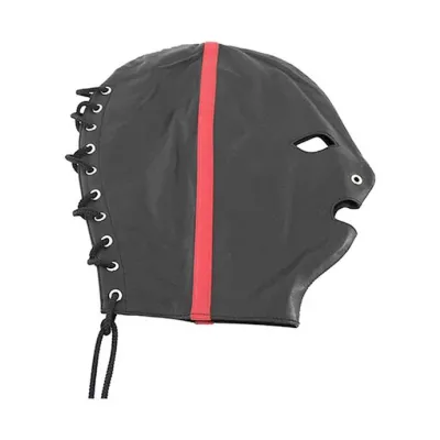 Rouge Striped Leather Mask Black Red