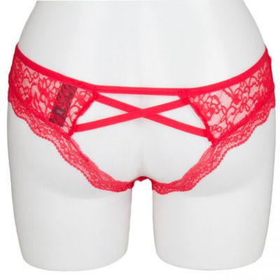 Bondara Belle Plus Size Red Crisscross Open Back Knicker