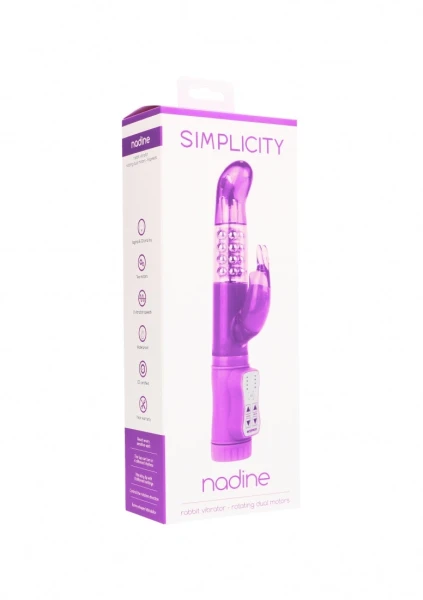 NADINE rabbit vibrator - rotating dual motors - Purple