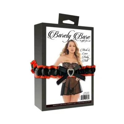 Barely Bare Mesh Lace Baby Doll Black Os