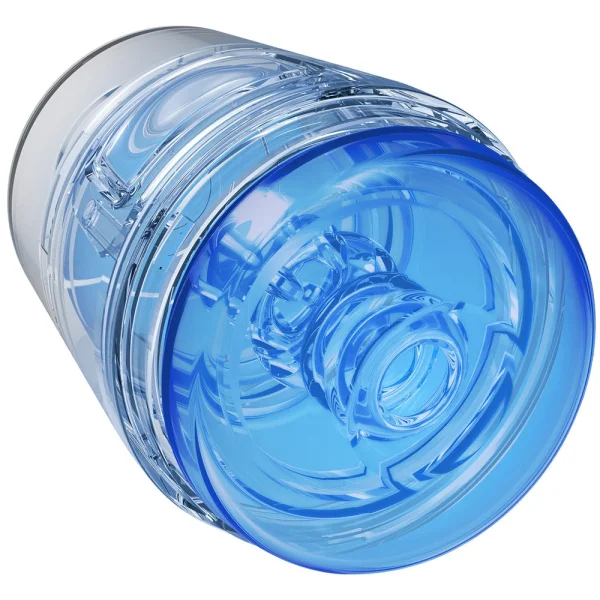 Main Squeeze Pop Off Optix Compact Penis Masturbator by Doc Johnson - Crystal Blue