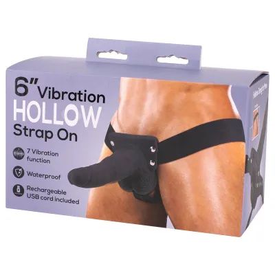 6 Vibrating Hollow Strap On