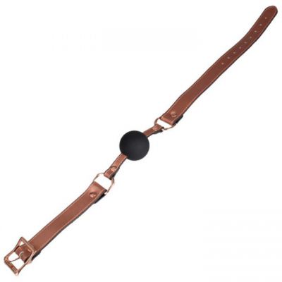 Bondara Luxe Rose Gold Real Leather Silicone Ball Gag