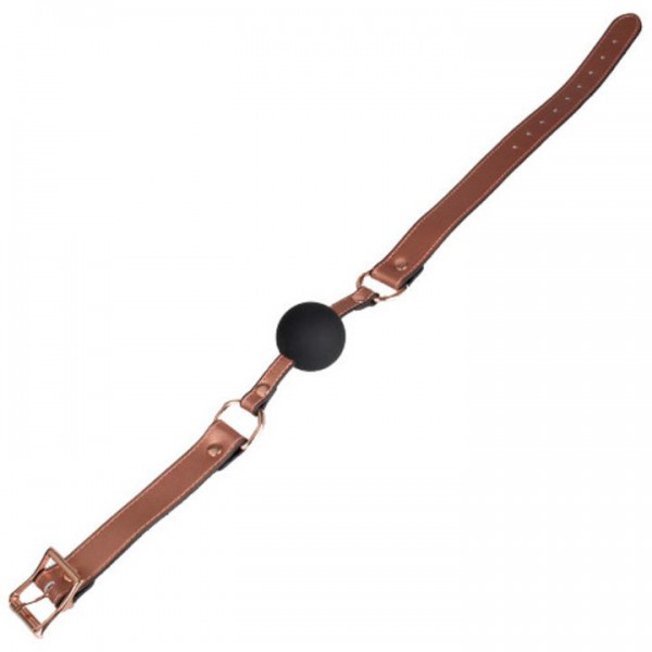 Bondara Luxe Rose Gold Real Leather Silicone Ball Gag — image 5 of 5