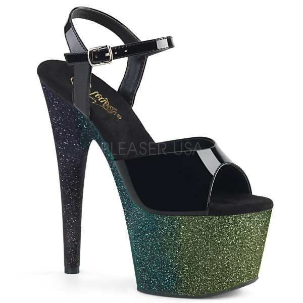 7 inches Heel, 2 3/4 inches Ombre Glittered PF Ankle Strap Sandal — image 5 of 25