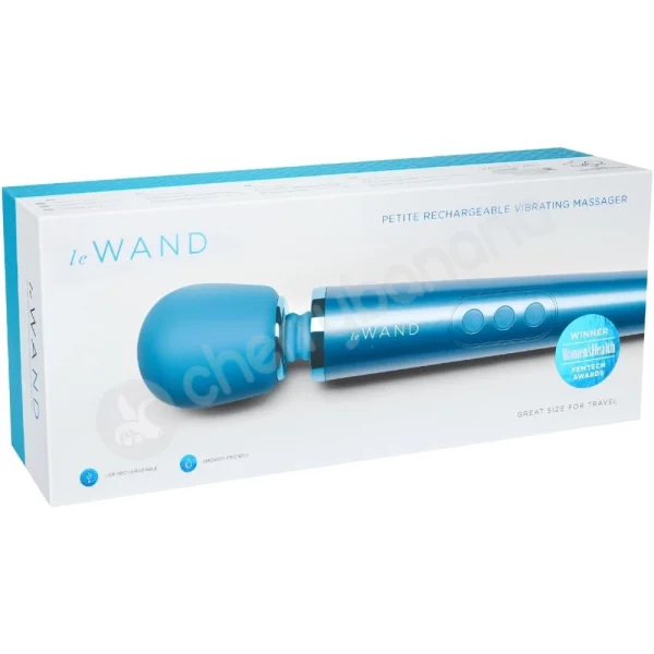 Le Wand Petite Blue Rechargeable Massager Wand With Flexible Head