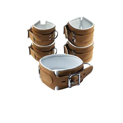 Bound X Caramel Leather Cuffs And Collar Set